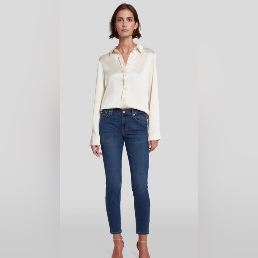 7 For All Mankind Women's The Skinny Crop & Roll Blue Jeans Size 28